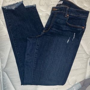 LOFT denim skinny jeans with frayed ends